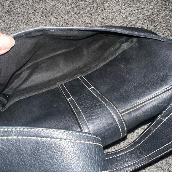 Authentic Coach - Black Leather Handbag with Silver Buckle - Picture 8 of 14